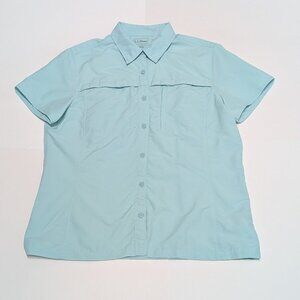 L.L. Bean Women's Tropicwear Fishing Short Sleeve Seafoam Green Shirt, Size L